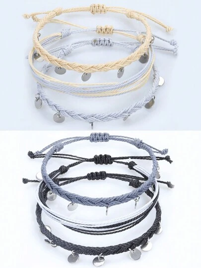 Three Sets Of Waterproof Surfing Bracelets, Bohemian Style, With Colorful Sequins, To Be Used As Bracelets On The Beach