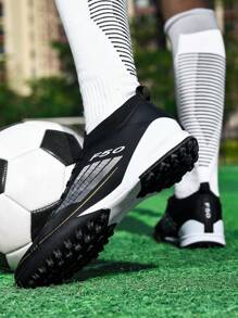 1 Pair High Top Football/Soccer Shoes, Suitable For Men, Women, Students, Teens, Outdoor Team Sports, Competitive Sports, Non-Slip, Durable, Detachable Cleats For Artificial Turf, Natural Grass, Indoor Courts, Leather, Lightweight, High Performance, Anti-Slip Design, Professional Soccer Cleats