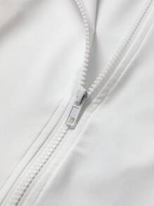 Women's Solid Color Zipper Long Sleeve Athletic Jacket, Form-Fitting Thumb Hole Cuff, Fitness Yoga Running Sportswear