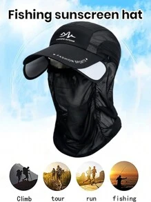 1 pieza sombrero de verano plegable contra rayos uv con máscara facial solar desmontable, sombrero de protección solar al aire libre para pesca de sol para golf respirable para hombres y mujeres, sombrero de sol para exteriores en la playa, rápido, manténgase fresco y elegante ligera y resistente a los rayos uv contra el polvo y el viento, máscara colgante transpirable con sensación de hielo de malla, máscara de protección del cuello. - Negro - Ver 9