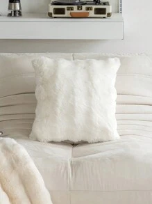 1 件超柔软仿兔毛抱枕套 - 纯色，波浪设计，适合客厅和卧室的舒适家居装饰，拉链开合，可手洗 17.7*17.7 英寸