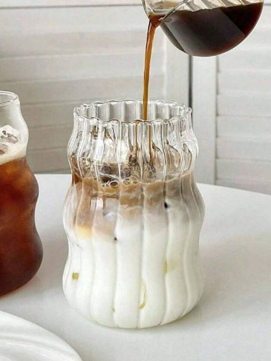 1 Stück hochborathaltiger gestreifter Glaskup, geeignet für Zuhause, Milch, Frühstück, Kaffee