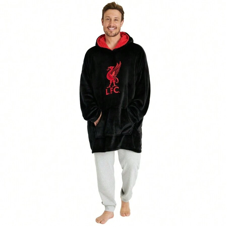 Liverpool F.C. Oversized Hoodie Blanket Official Football Gift - Black - View 1