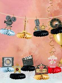 9pcs/Set Honeycomb Ornaments, Movie Night Theme Honeycomb Decoration For Party Movie Night Home Room Table Background Decoration Supplies - Movie Night - View 3