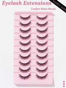 10 Pairs 5D Curly, Natural-Looking False Eyelashes, 10mm Strip Eyelashes - Natural Lashes - View 3