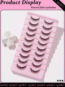 10 Pairs 5D Curly, Natural-Looking False Eyelashes, 10mm Strip Eyelashes - Natural Lashes - View 2