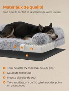 Feandrea Dog Bed, Pet Bed, 106 X 80 X 23 Cm, XL Sofa For Medium And Large Dogs, With Washable And Removable Cover, Ombré Grey PGW233G01 - 淺灰色 - 查看 5