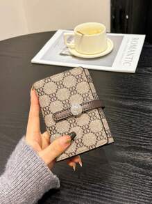 Ví ngắn gấp ba có khóa bấm cho nữ có nhiều ngăn đựng thẻ, họa tiết răng sói cổ điển, bảo vệ chống trộm RFID, ví ngắn thời trang cổ điển - màu nâu - Xem 6