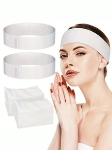 HMQ beauty 10pcs Disposable SPA Facial Headbands White Facial Esthetician Headband Wrap Non-Woven Soft Skincare Beauty Salon Supplie - Multicolor - View 11