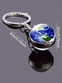 1pc Planet Moon Earth Crystal Double-Sided Keychain - Multicolor - View 3