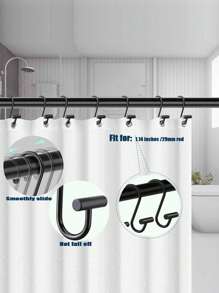 1/3pcs No Punch Hook Iron Alloy Shower Curtain Hook, Fashionable Solid Color Shower Curtain Hook For Bathroom,Nail Holder Key,Floating Shelf,Organiser,Christmas,Christmas Decorations,Hooks,Door Hanger,Bedroom,Hanger,Wall Hanger,Wall Hook, Key Holder,Key Holder Wall,Key Hanger