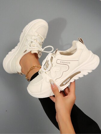 女士厚底网眼运动厚底运动鞋，透气休闲增高鞋，适合春秋季节