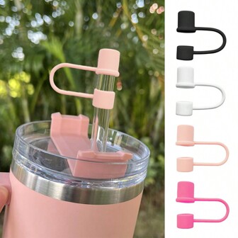 2pcs Silicone Reusable Straw Dust Covers For 10mm Straws, Straw Accessories, Straw Top Protector, Water Bottle Straw Lids, Solid Color 10mm Silicone Straw Plugs Back To School