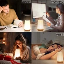 1pc LED Color Changing Desk Lamp, Wooden Grain Design, 13 Color Modes, Touch Sensor Night Light, USB Rechargeable, Eye-Caring Lamp, Touch Sensitive Mood Light, Suitable For Bedside, Study, Bathroom, Outdoor And More - Desk Lamp - View 8