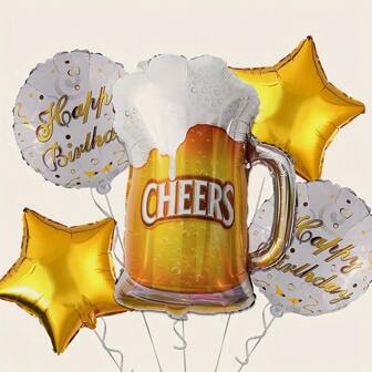 Conjunto de globos para fiesta de cumpleaños, globo en forma de taza de cerveza "¡Salud!" para cumpleaños, decoración para fiesta con tema de festival de verano