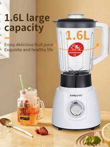 1 件 Sokany 1.6L 多功能搅拌机 SK-185，500W 大功率，不锈钢刀片可快速榨汁，1.6L 大容量可享受新鲜果汁，2 速可调，操作简单，舒适握柄，防滑底座，旋钮开关