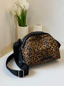 One Piece, Fashion Casual Everything, Crossbody Shoulder Bag, Leopard Print Pu Shell Bag, Suitable For Ladies Leisure Street And Daily Commute