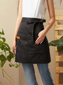 قطعة واحدة من مريلة الطباخ مريلة عمل المطبخ متعددة الألوان مريلة بستره متوسطة الطول مناسبة للجنسين مع جيبين