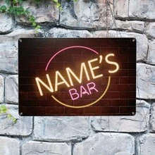 Customizable Neon Effect Metal Sign - Personalize With Your Name Or Text, Vintage Style Home Decor Plaque, 8x12 Inches,Multi-Functional, Ornamental,Reusable,Exquisite,Stylish,High-Quality,Colorful,Modern,Custom,Personalized,Unique,Summer Holiday