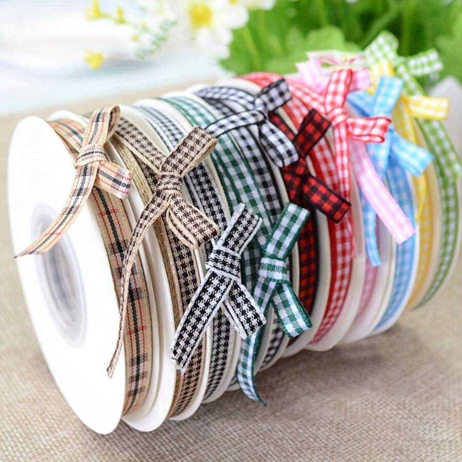Cuộn ruy băng gingham 22 yard rộng 1/4" - Kẻ caro đỏ và trắng trang trí Giáng sinh, quà tặng Valentine tự làm và đồ dùng làm đồ trang sức thủ công (Gói 1) - Nhiều màu - Xem 1