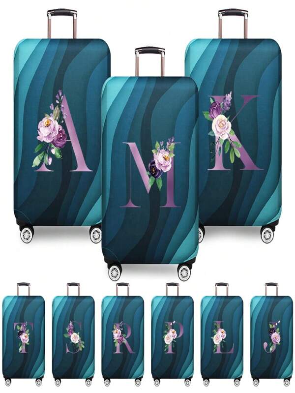 غطاء للحقيبة 18-32 بوصة، غطاء واقي مقاوم للخدش بطباعة كاملة للجسم، غطاء سفر قابل للغسيل، ملحقات سفر، لوازم حقائب، سلسلة أزهار بنفسجية أنيقة للمدرسة، اكسسوارات مدرسية