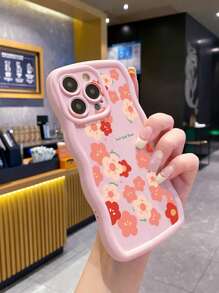 1pc Ditsy Floral Pattern Phone Case, Shock Proof Compatible With Iphone/Compatible With Galaxy/Compatible With Infinix/Compatible With Redmi/Compatible With OPPO/Compatible With VIVO/Compatible With MOTO, Pink - Pink - View 3