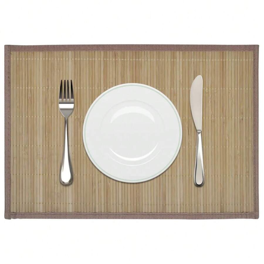 Brown Bamboo Placemats Set Of Six 30x45 Cm -Friendly Dining Table Accessories - Brown - View 1