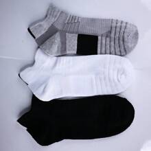 3 Pairs Mesh Sports Terry Socks Anti-Slip Ankle Running Socks Cushioned Athletic Basketball Socks - A - View 6