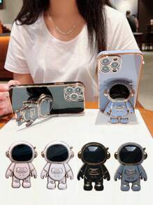 Astronaut Shaped Phone Stand - Suitable For Various Phones With Protective Cases, Retractable Foldable Astronaut Design Metal Plating Adhesive Phone Holder Compatible With IPhone, Android Phone, Gift For Birthday, Family, Friends Phone Accessories