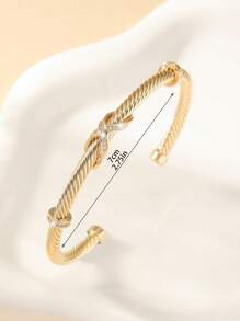 Elegant Open Cable Rope Bracelet With Sparkling Zirconia - Hypoallergenic Copper, Nickel-Free, Comfort Fit For Casual Attire & Gifting