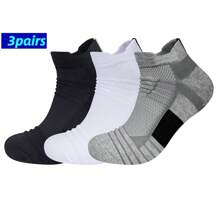3 Pairs Mesh Sports Terry Socks Anti-Slip Ankle Running Socks Cushioned Athletic Basketball Socks - A - View 1