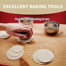 Juego de 3 cortadores de masa de acero inoxidable para empanadillas, cortadores redondos de galletas y repostería, herramientas de cocina esenciales para masa, restaurantes y envasado - Plateado - Ver 5