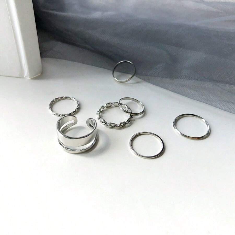 7 stuks/set effen bandringen, verstelbare open vingerringen voor mannen en vrouwen