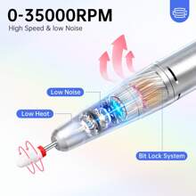 CHRISTINE SHELLY Rechargeable 35000RPM Nail Drill Sparkling Portable Professional Electric Nail File For Acrylic/Gel Nails Professional Nail Tools For Manicure Pedicure - 黑色 - 查看 4
