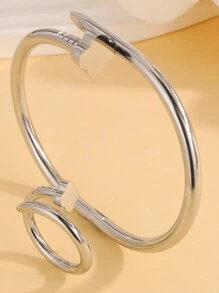 2 piezas combinación de brazalete y anillo clásicos de acero inoxidable con diseño de corazón/flor, de estilo sencillo y moderno, look atemporal, adecuado para todos tus estilos