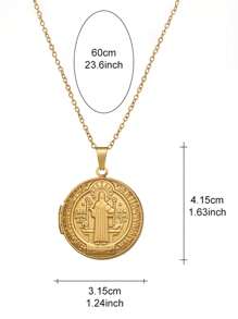 Custom Necklace Stainless Steel Vintage Round Cross Pendant Virgin Mary Saint Necklace