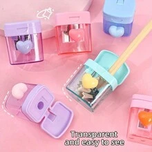 1 件装可爱马卡龙心形设计手动办公卷笔刀（天蓝色/浅绿色/粉色）- 美术与手工艺用品 返校 - 彩色 - 查看 3