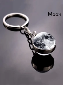 1pc Planet Moon Earth Crystal Double-Sided Keychain - Multicolor - View 7