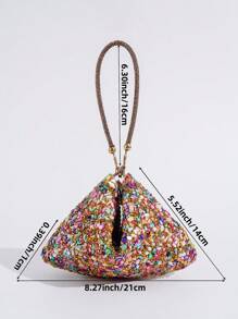 Sparkling Rhinestone Evening Bag, Unique Shape Purse, Elegant Party Handbag Suitable For Dresses - Champagne - View 4