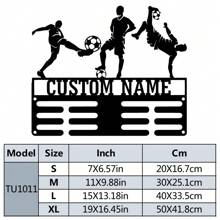 1pc Personalized Custom Football Medal Holder, Custom Name Custom Football Medal Hanger, Metal Display Awards Wall Metal Art For Living Room