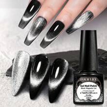 FOUR LILY 7ml黑色水晶磁性凝胶指甲油，7ml持久可卸美甲凝胶，DIY LED UV凝胶指甲油礼品 - 黑色 - 查看 3