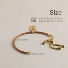 BLKSMTH BLKSMTH 18K Gold Plated Tassel Drawstring Adjustable Leather Bracelet For Women