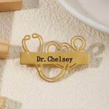 1pc Custom Doctor Stethoscope Lapel Brooch , Minimalist Personalized Stainless Steel Name Badge,Daily Wear And Gifts, Suitable For International Nurse Day