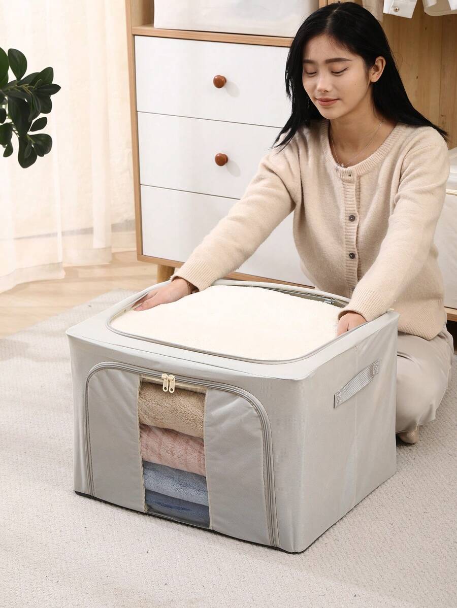 1 Stück faltbare Kleidungsaufbewahrungsbox aus Oxford Gewebe, große Kapazität staubdichte Bettdecken Organizer, Schrank Aufbewahrungsbox, antibakteriell feuchtigkeitsbeständiger Reißverschluss Kleiderorganizer, Stoffhose Sortier Aufbewahrungsbox Schlafzimmer, Organizer, Haushaltslagerung, weiße T-Shirts Damen, schwarze Hosen Damen, Damen Winterkleidung, Kleid