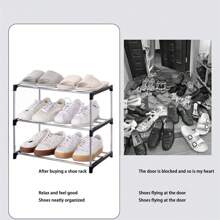 Stackable Small Shoe Rack, Entryway, Hallway And Closet Space Saving Storage And Organization, Easy Install Easy To Use - Black - View 8