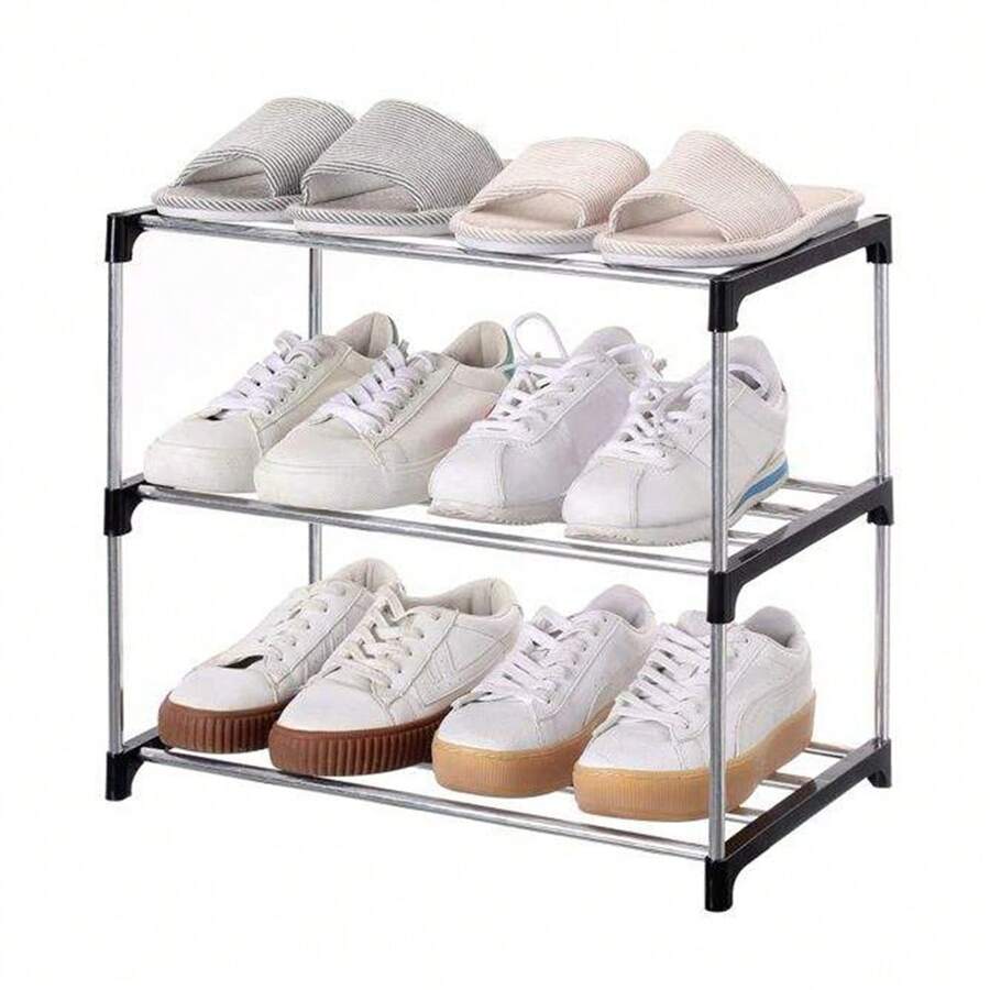 Stackable Small Shoe Rack, Entryway, Hallway And Closet Space Saving Storage And Organization, Easy Install Easy To Use - Black - View 1