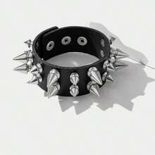 9 chiếc vòng tay da PU đinh tán phong cách Punk, vòng tay đinh tán Gothic Rock phóng đại dành cho cả nam và nữ, đa năng cho lễ hội, cặp đôi, sinh viên, thời trang cổ điển mặc hàng ngày - màu đen - Xem 15