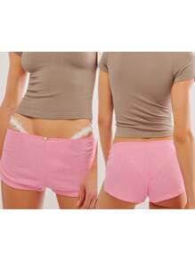 Women Pajama Shorts Soft Comfy Side Split Ruched Elastic Lounge Pants Stretch Sleep Pj Bottoms Sleepwear - 藕粉色 - 查看 2