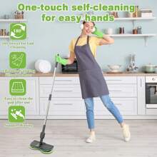 Easy Push Sweeper-Hand-Free Rotating Mop, For Hard Floors, Perfect For Home, Kitchen, Bathroom Floor, Easy To Clean, Cleaning Supplies - 黑色 - 查看 5