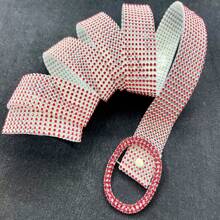 Damen Mode Strass verzierter dünner Taillengürtel, 9 Reihen voll mit Kristallen besetzter weicher Taillengürtel, stilvoller Metallhüftgürtel, vielseitig einsetzbar für Vintage-Röcke, Kleider